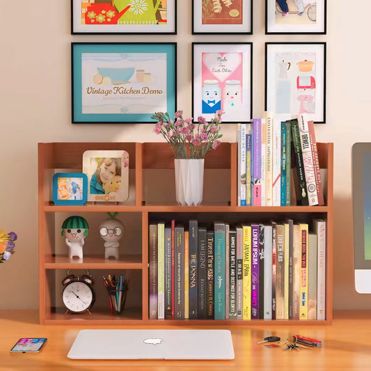Multi Purpose Wooden Table Top Bookshelf