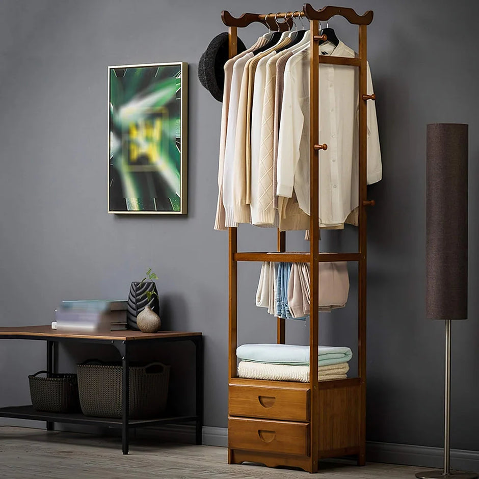 Stylish Wooden Cloth Stand with Drawer