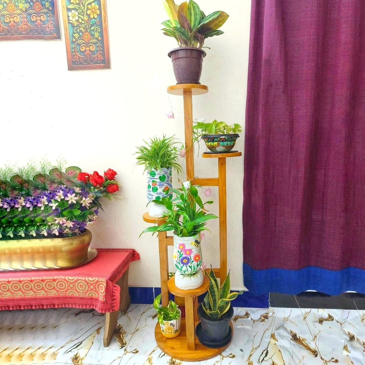 Elegant Wooden Flower Plant Stand