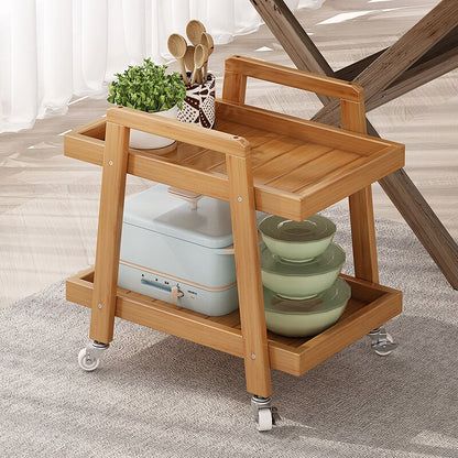 Wooden 2 Layer Food Serving Trolley