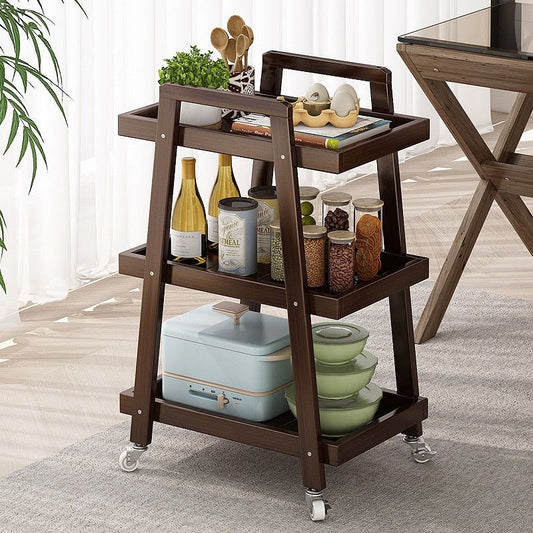 Wooden 3 Layer Food Serving  Trolley
