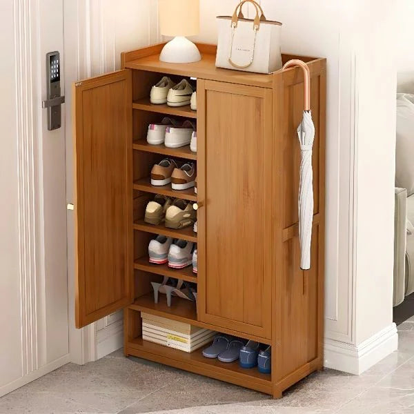 Wooden Shoe Rack with Door